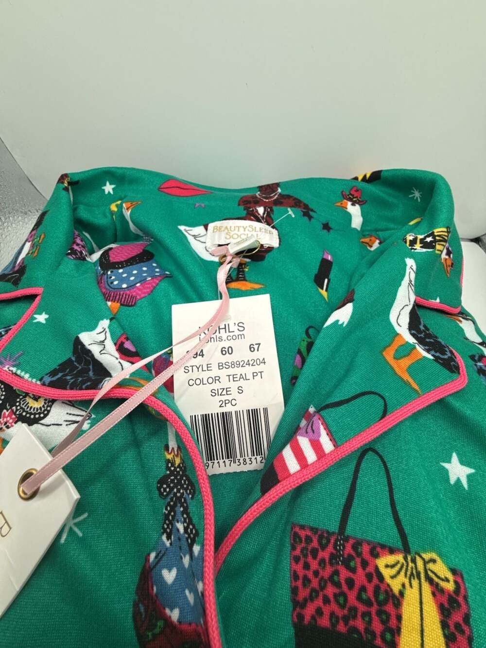 Beauty Sleep Social Goose Print Pajama Set Size S - Picture 2 of 7